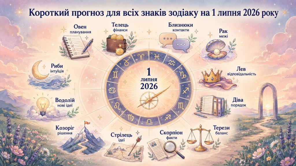 Гороскоп на 1 липня 2026 року: кому варто діяти обережно, а кому день відкриє нові можливості