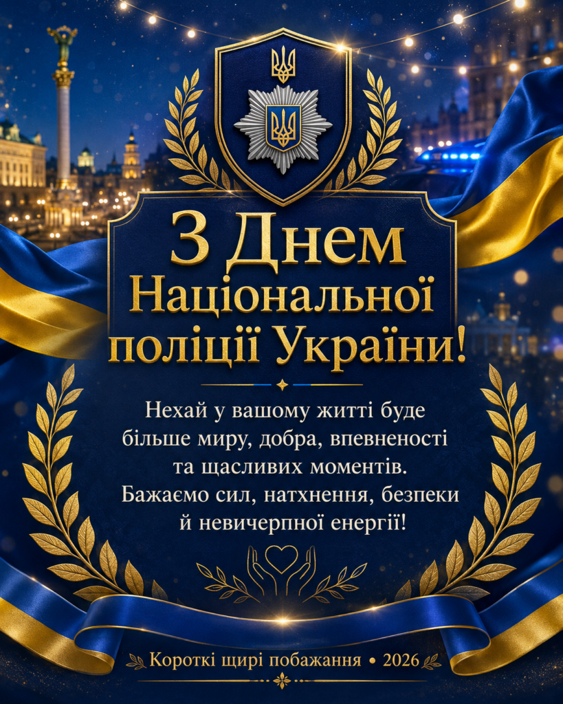 День Національної поліції України 2026: красиві привітання, короткі побажання і листівки