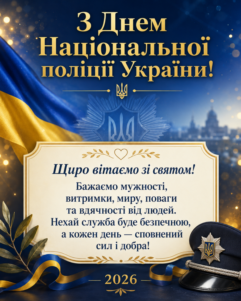 День Національної поліції України 2026: красиві привітання, короткі побажання і листівки