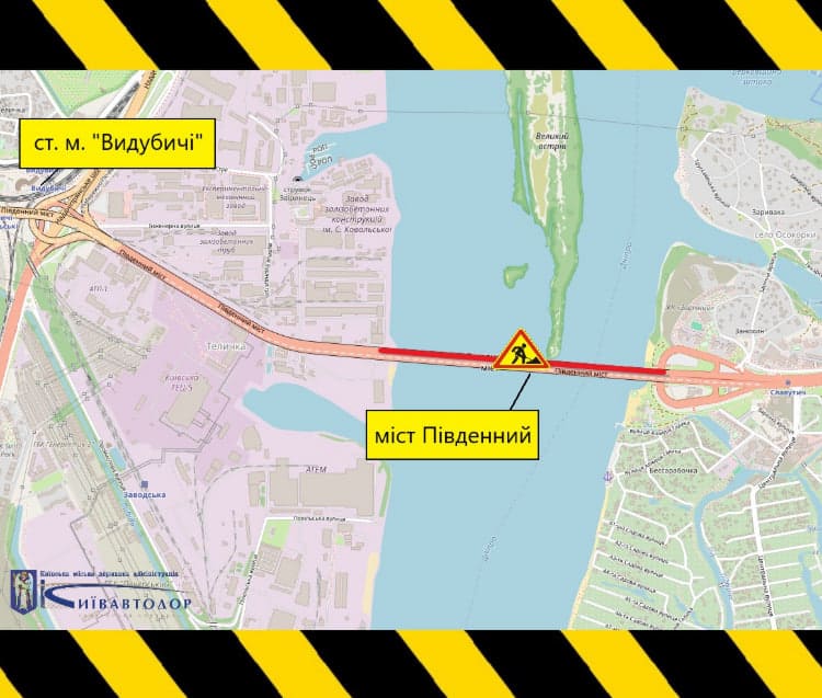 Перекриття Південного мосту 17–20 липня: як курсуватиме транспорт