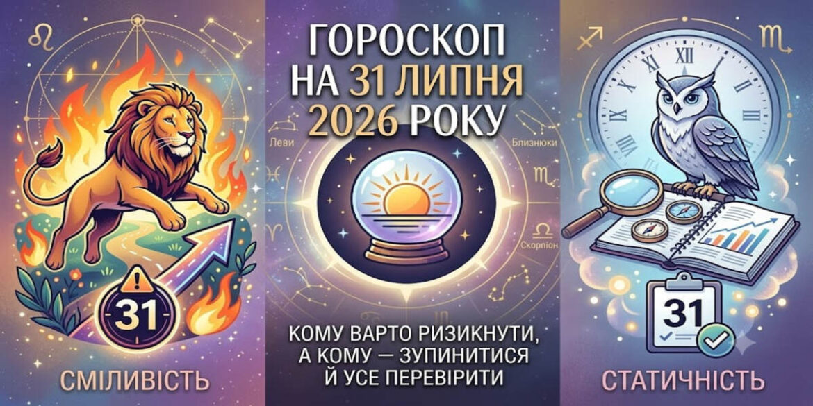 Гороскоп на 31 липня 2026 року: кому варто ризикнути, а кому — зупинитися й усе перевірити
