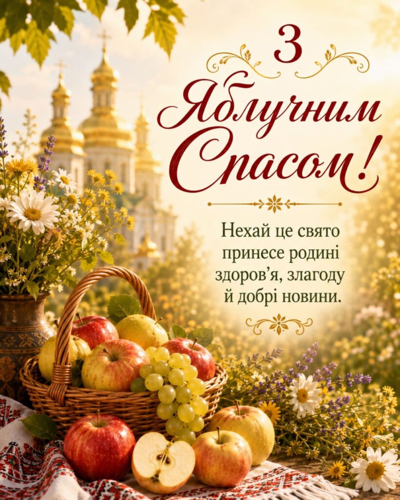 Привітання з Яблучним Спасом 2026: красиві СМС, короткі побажання, листівки, картинки та GIF