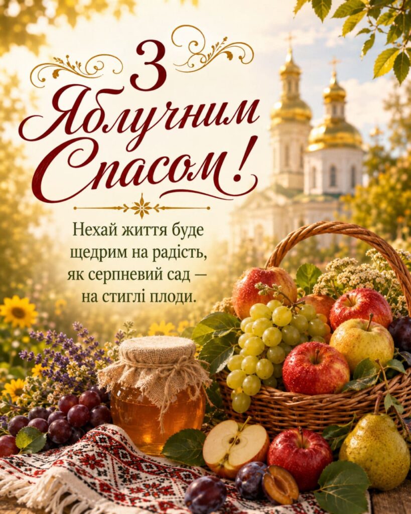 Привітання з Яблучним Спасом 2026: красиві СМС, короткі побажання, листівки, картинки та GIF