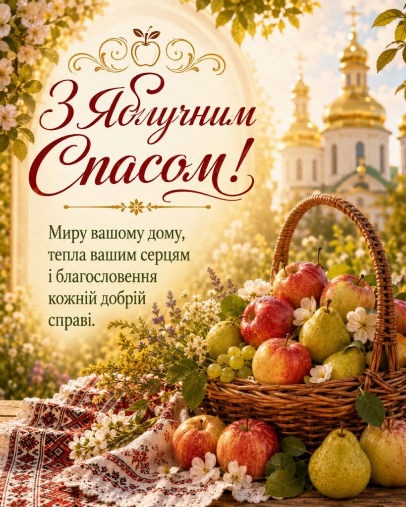 Привітання з Яблучним Спасом 2026: красиві СМС, короткі побажання, листівки, картинки та GIF