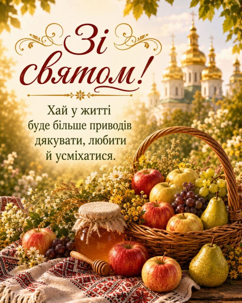 Привітання з Яблучним Спасом 2026: красиві СМС, короткі побажання, листівки, картинки та GIF