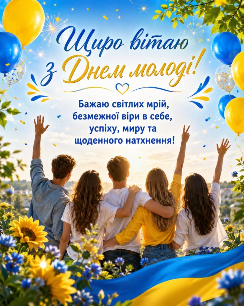День молоді 2026: дата та красиві СМС, короткі побажання, листівки, картинки та GIF
