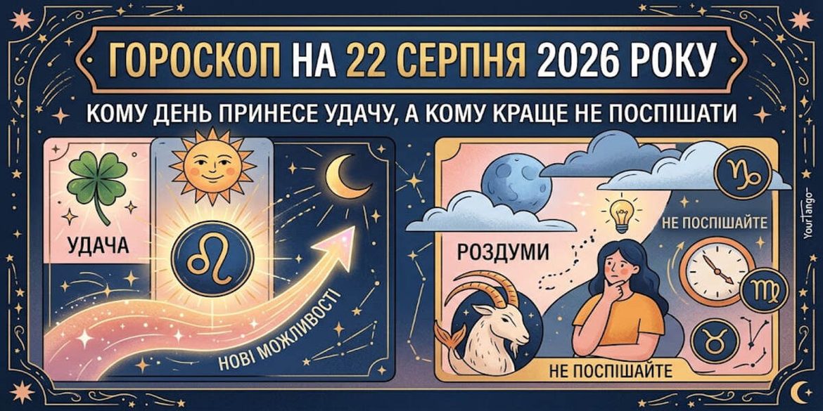 Гороскоп на 22 серпня 2026 року: кому день принесе удачу, а кому краще не поспішати