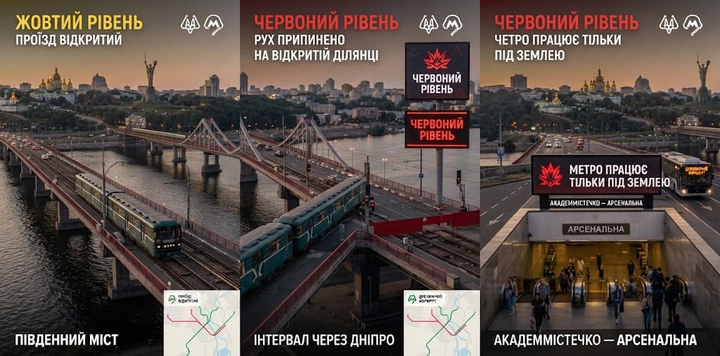 Жовта і червона тривога: що зміниться для метро, транспорту і комендантської години в Києві