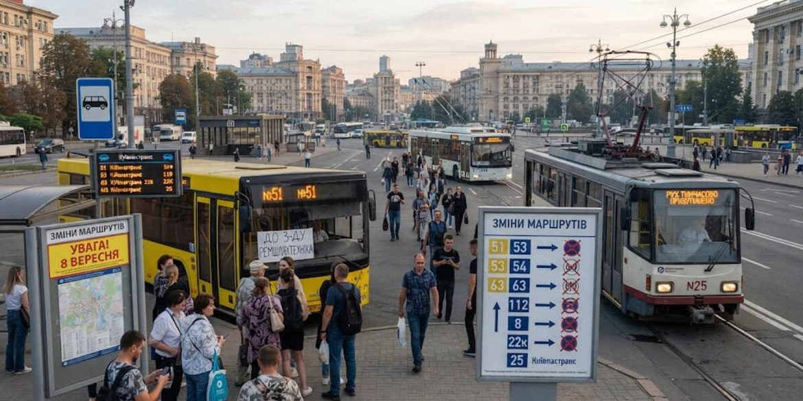 Як працює громадський транспорт Києва 8 вересня: які маршрути змінили після атаки