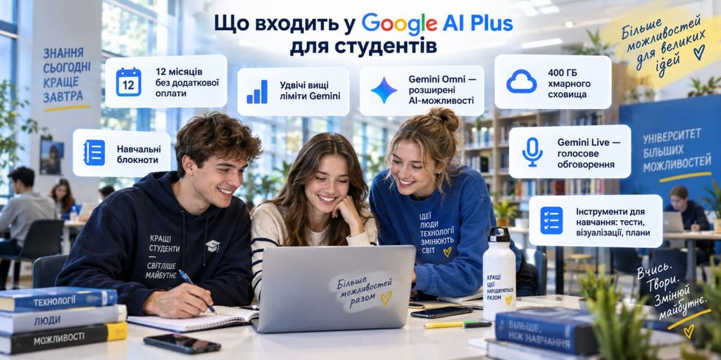 Google AI Plus безкоштовно на рік для студентів України: як отримати Gemini
