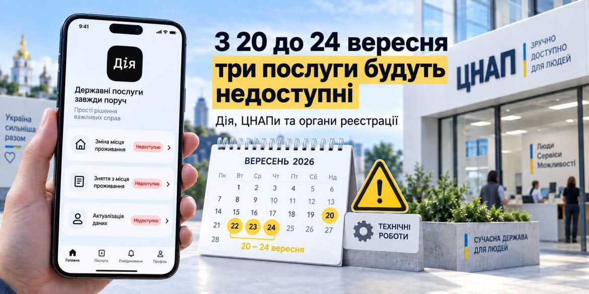 З 20 вересня частина послуг у Дії та ЦНАПах зникне на п’ять днів: що треба встигнути сьогодні